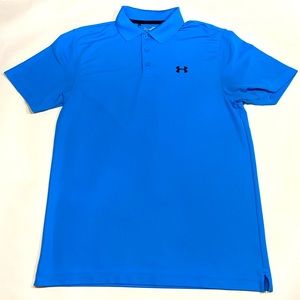 Mens Medium Heat Gear Under Armour Blue Polo Loose Fit